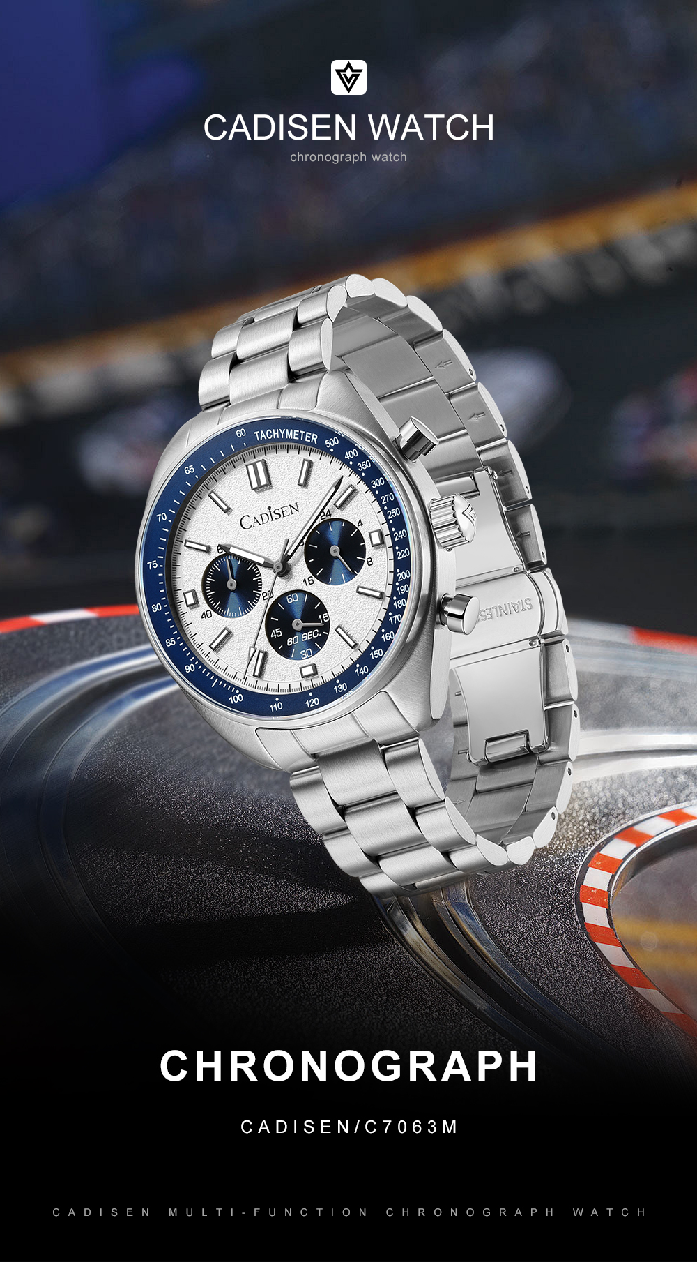 Cadisen C7063 Men's 42MM 50M Waterproof Chronograph Quartz Watch