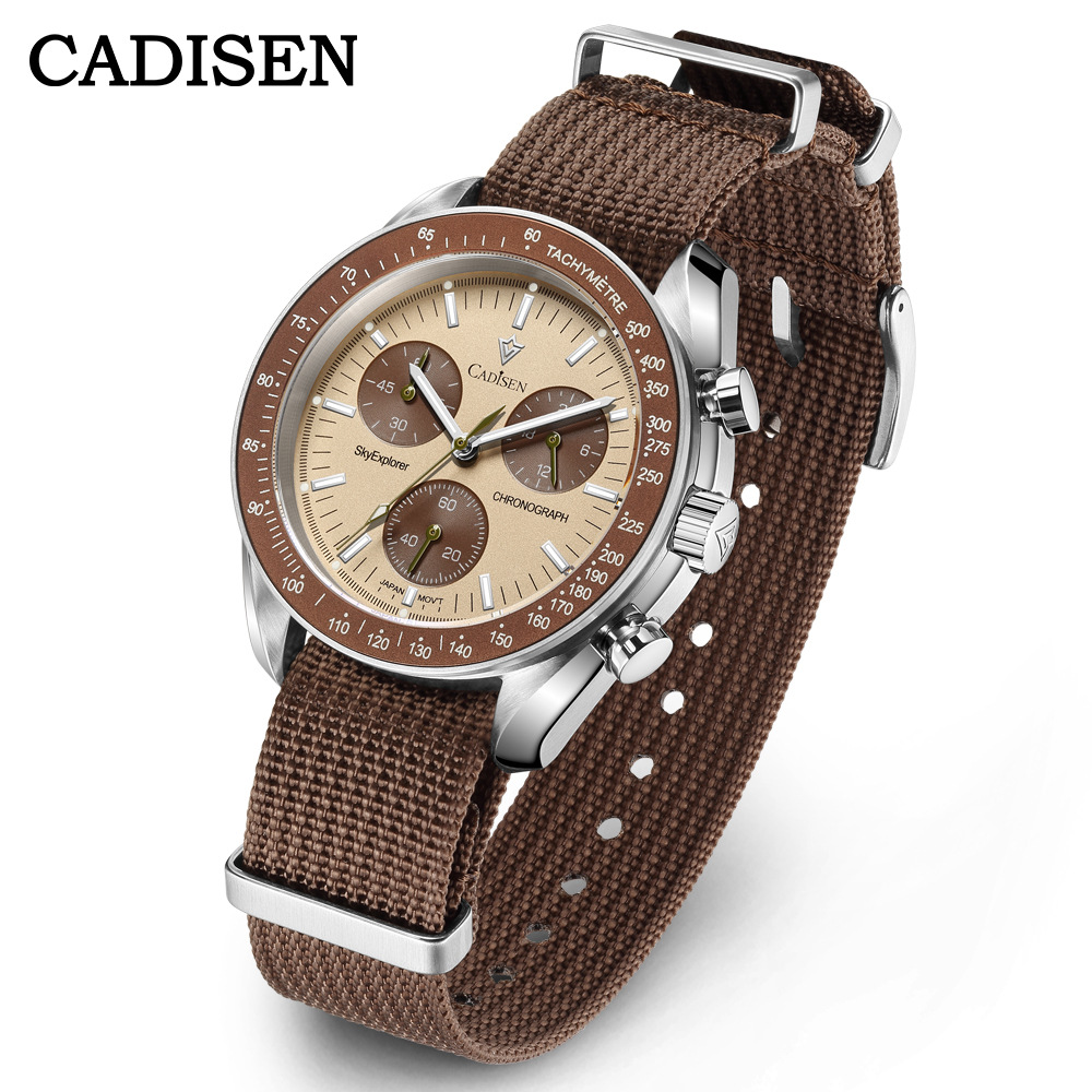 Cadisen C7064 Moonwatch Men's 40MM 50M Waterproof Chronograph