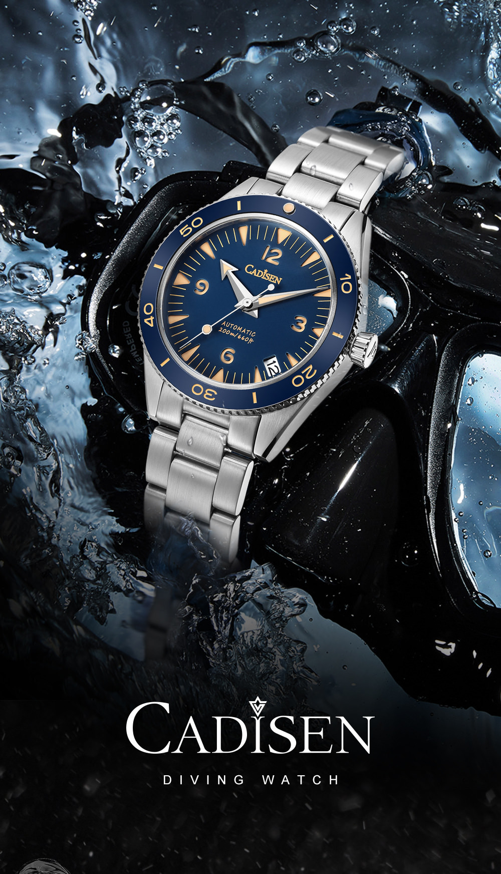 Cadisen C8208 Men's 200M Waterproof Diver Watch 38MM Japan NH35A