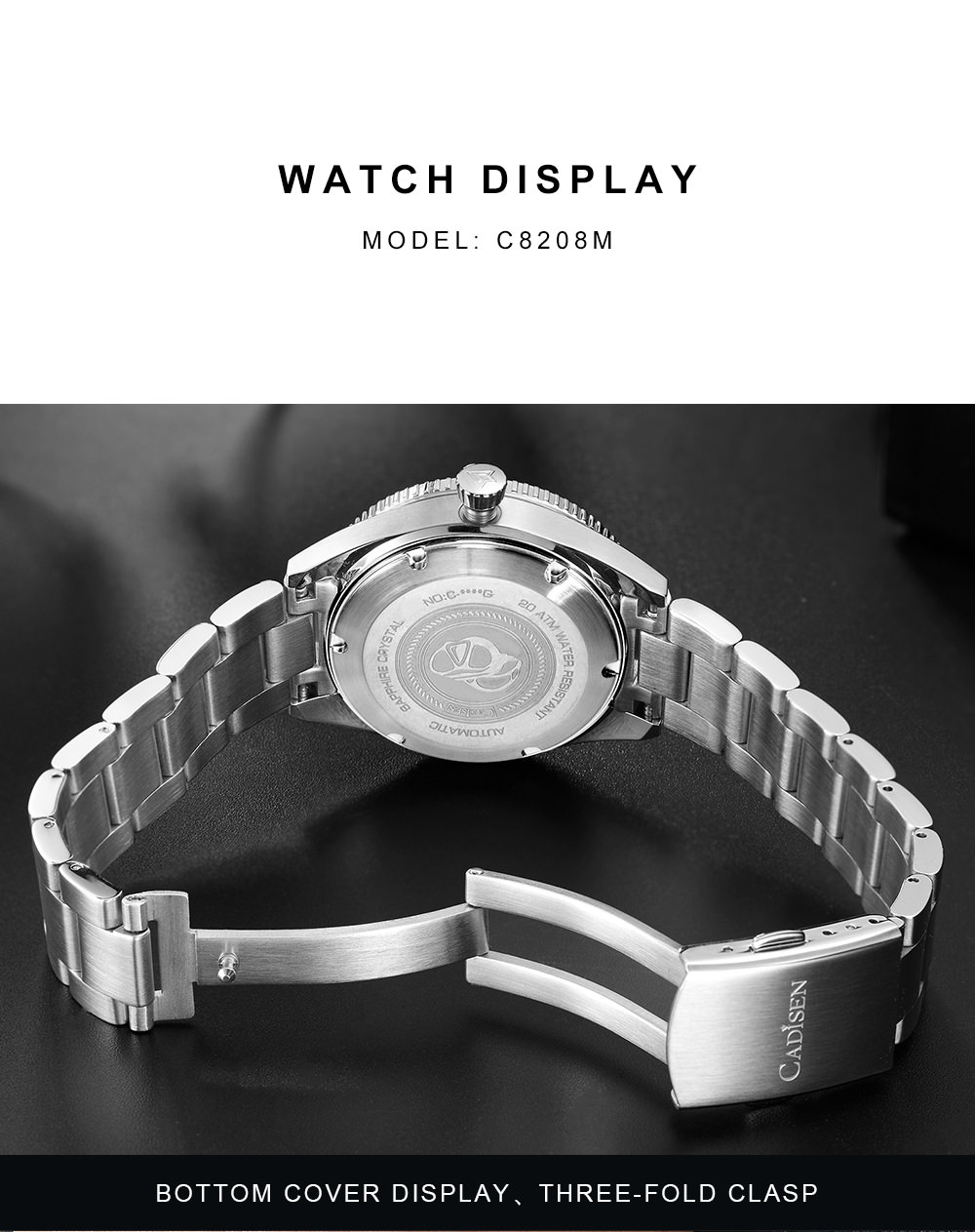 Cadisen C8208 Men's 200M Waterproof Diver Watch 38MM Japan NH35A