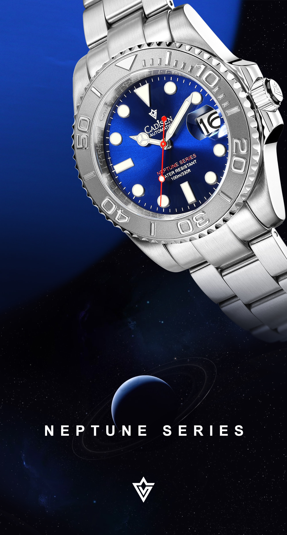 Cadisen C8210 Yacht-Master Men's 100M Waterproof Diver Watch 40MM