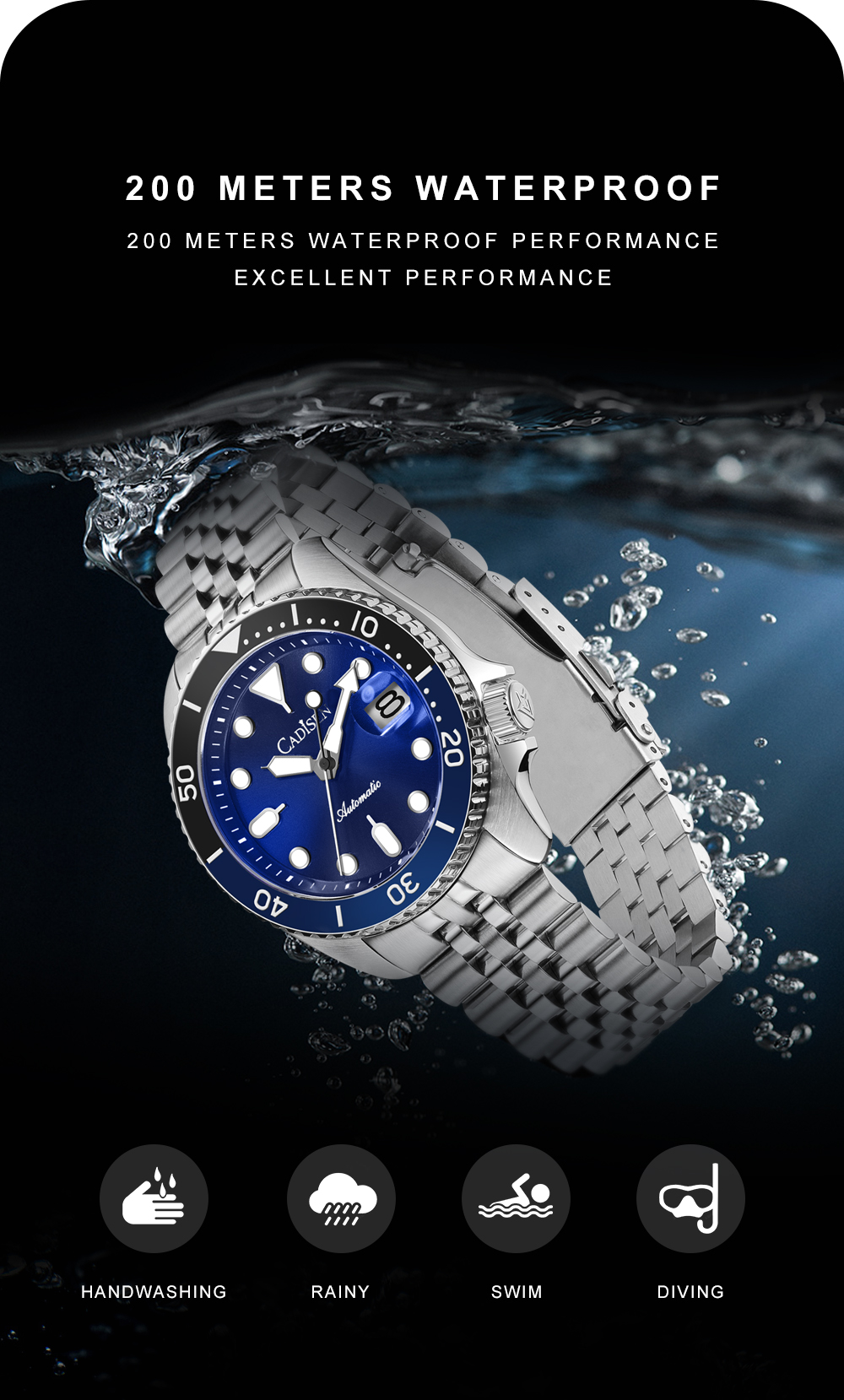 Cadisen C8220 Men's 200M Waterproof 40MM Japan Seiko NH35