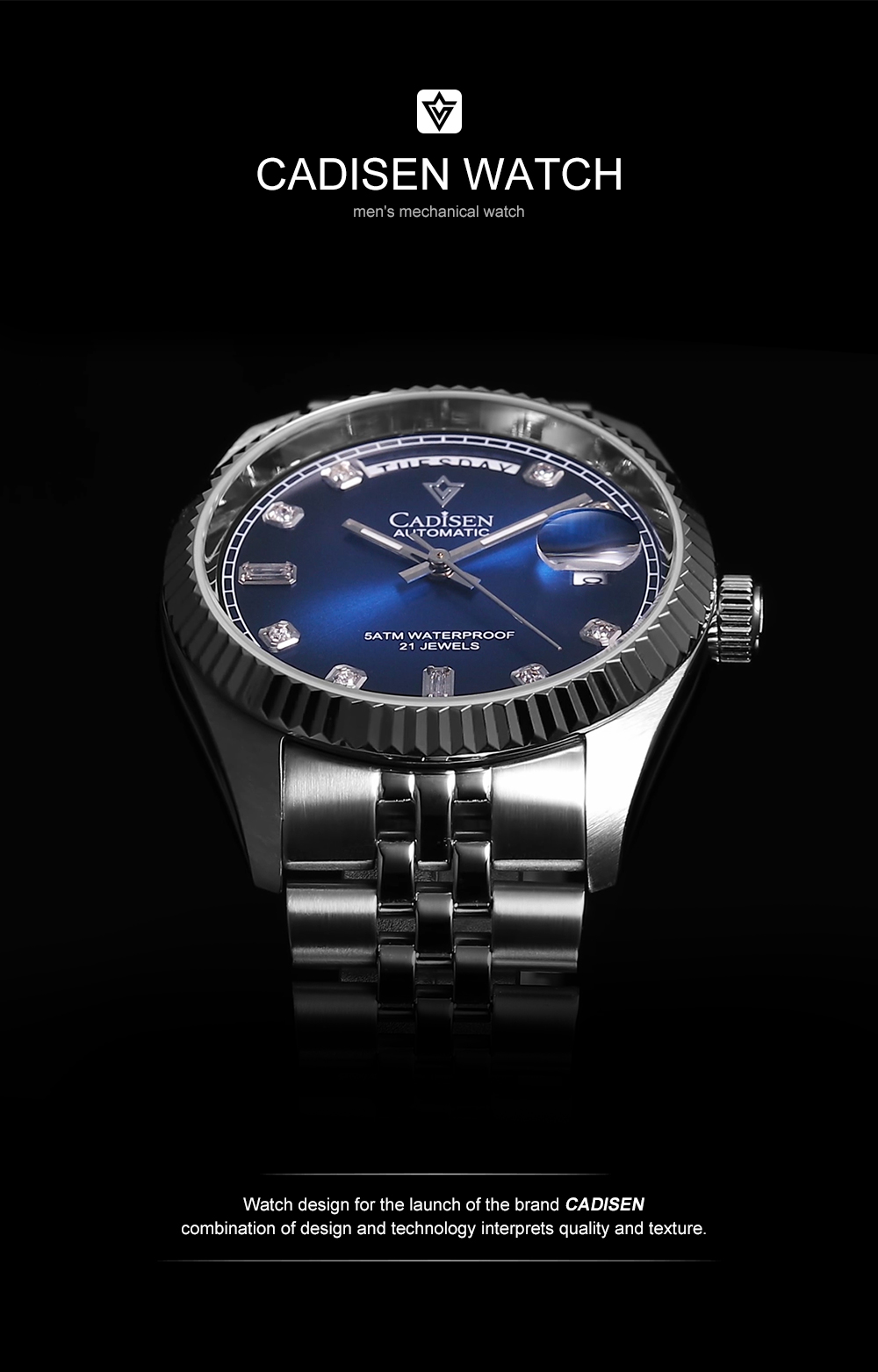 Cadisen C8229 Men's 38MM Japan Miyota 8285 Automatic Mechanical