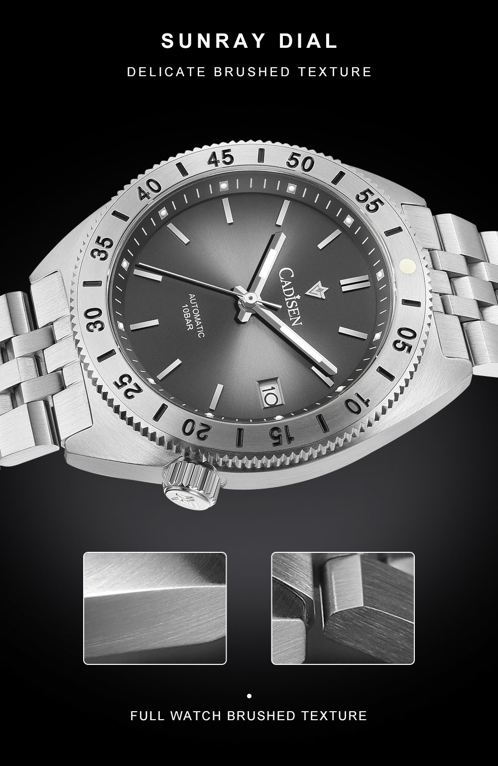 Cadisen C8230 Men's 100M Waterproof 38.5MM Japan Seiko NH35