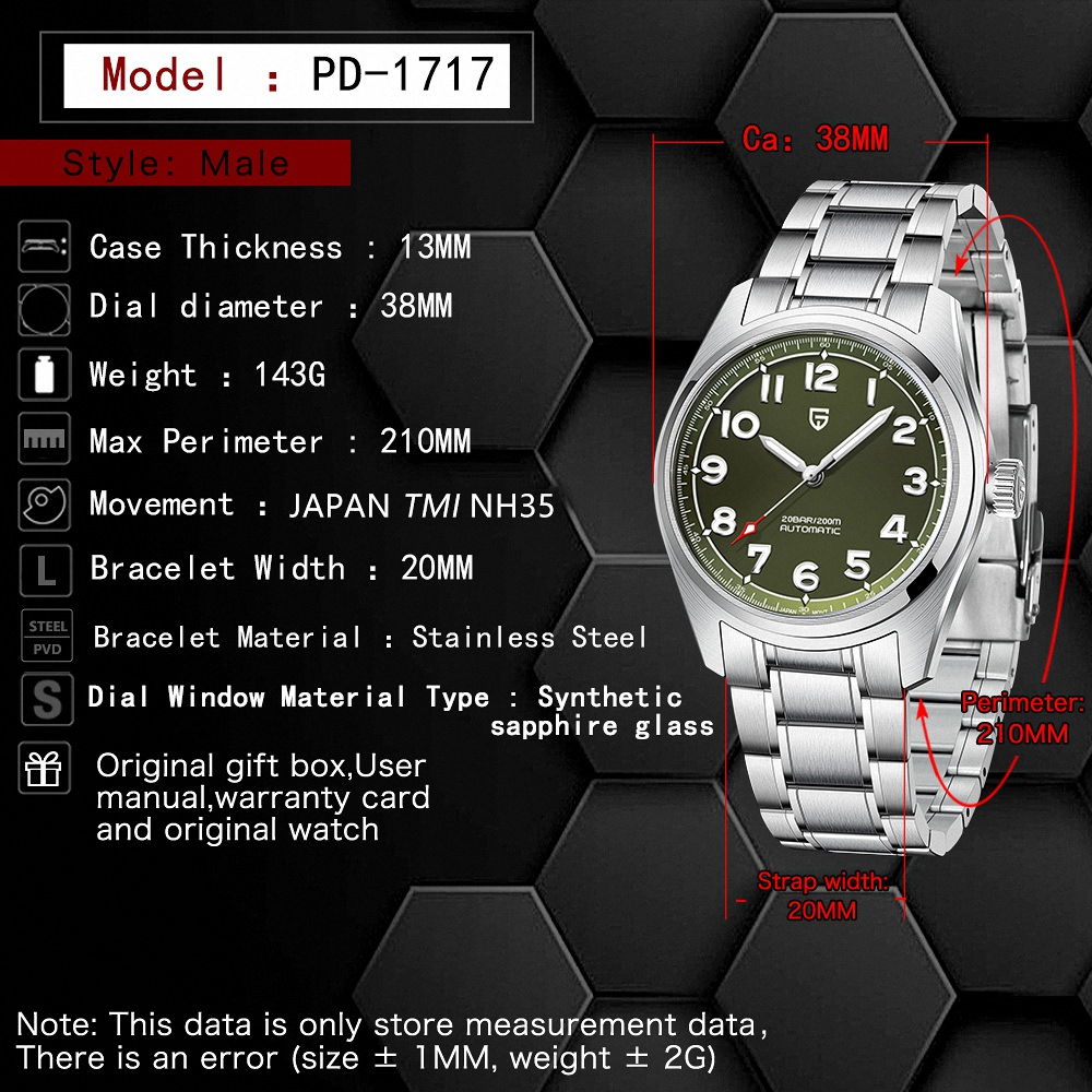 Pagani Design PD-1717 V2 Spirit Pilot 38MM 200M Waterproof Japan