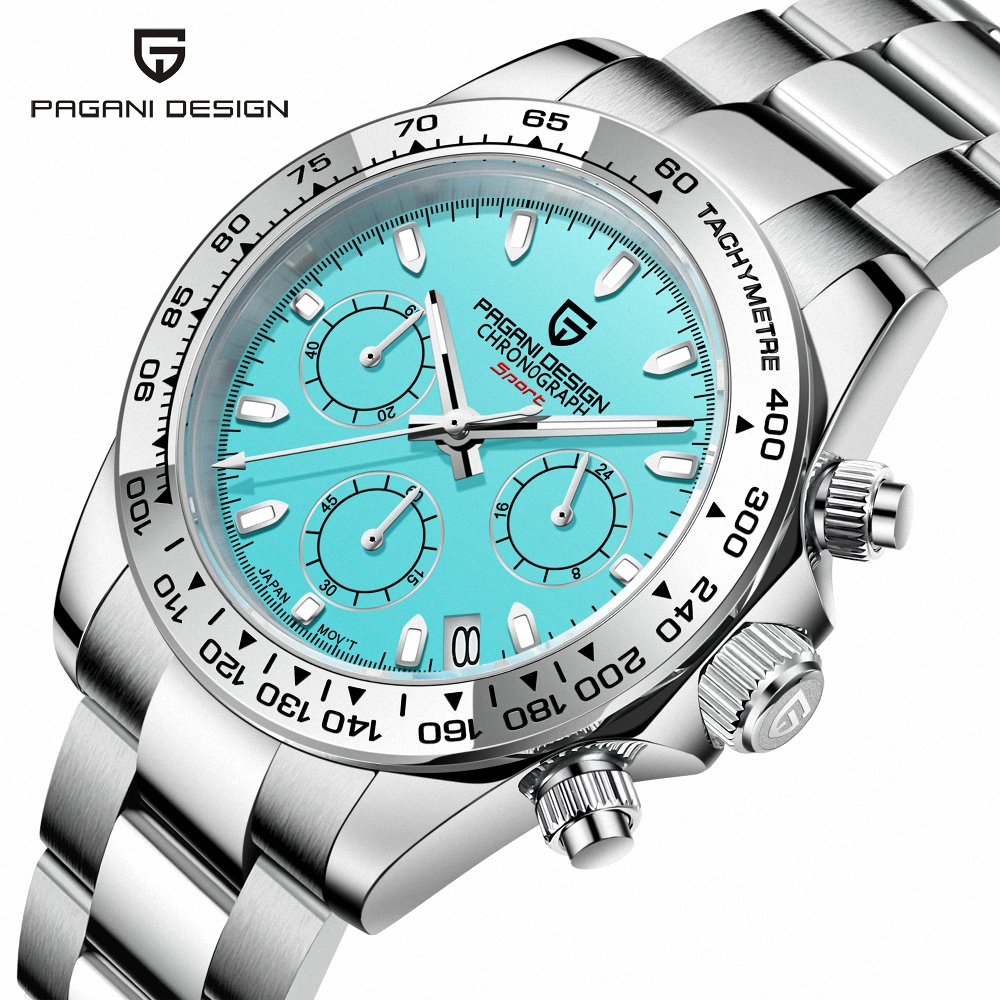 Pagani design PD-1727 daytona 100m cronógrafo à prova d' água dos