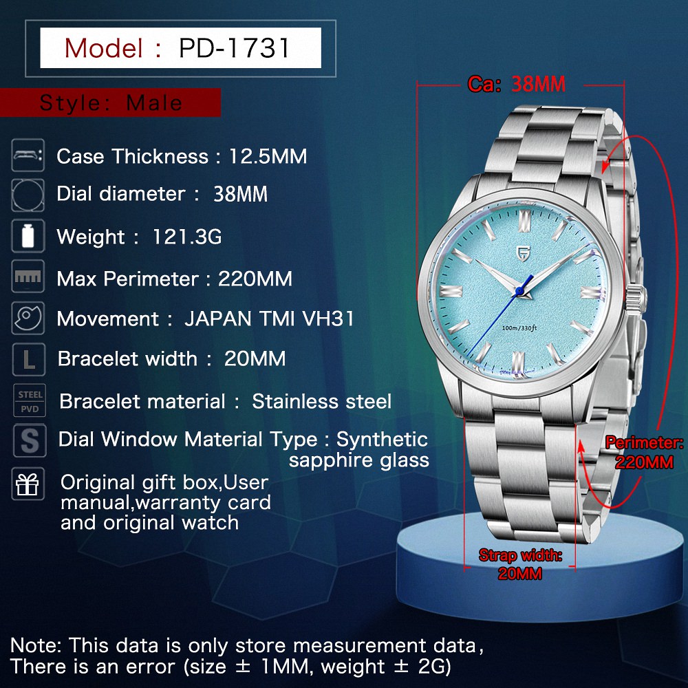 Pagani Design PD-1731 Men's 38mm VH31 Chronograph Quartz Watch AR