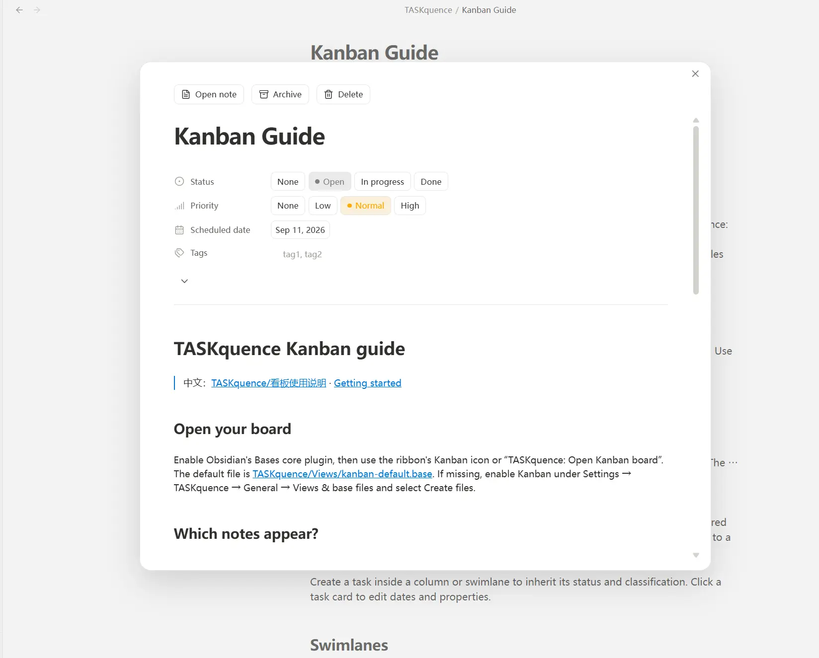 Markdown task notes