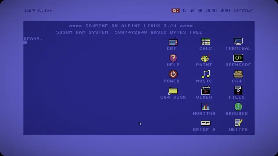 The desktop menu, and an open app under DESKTOPS