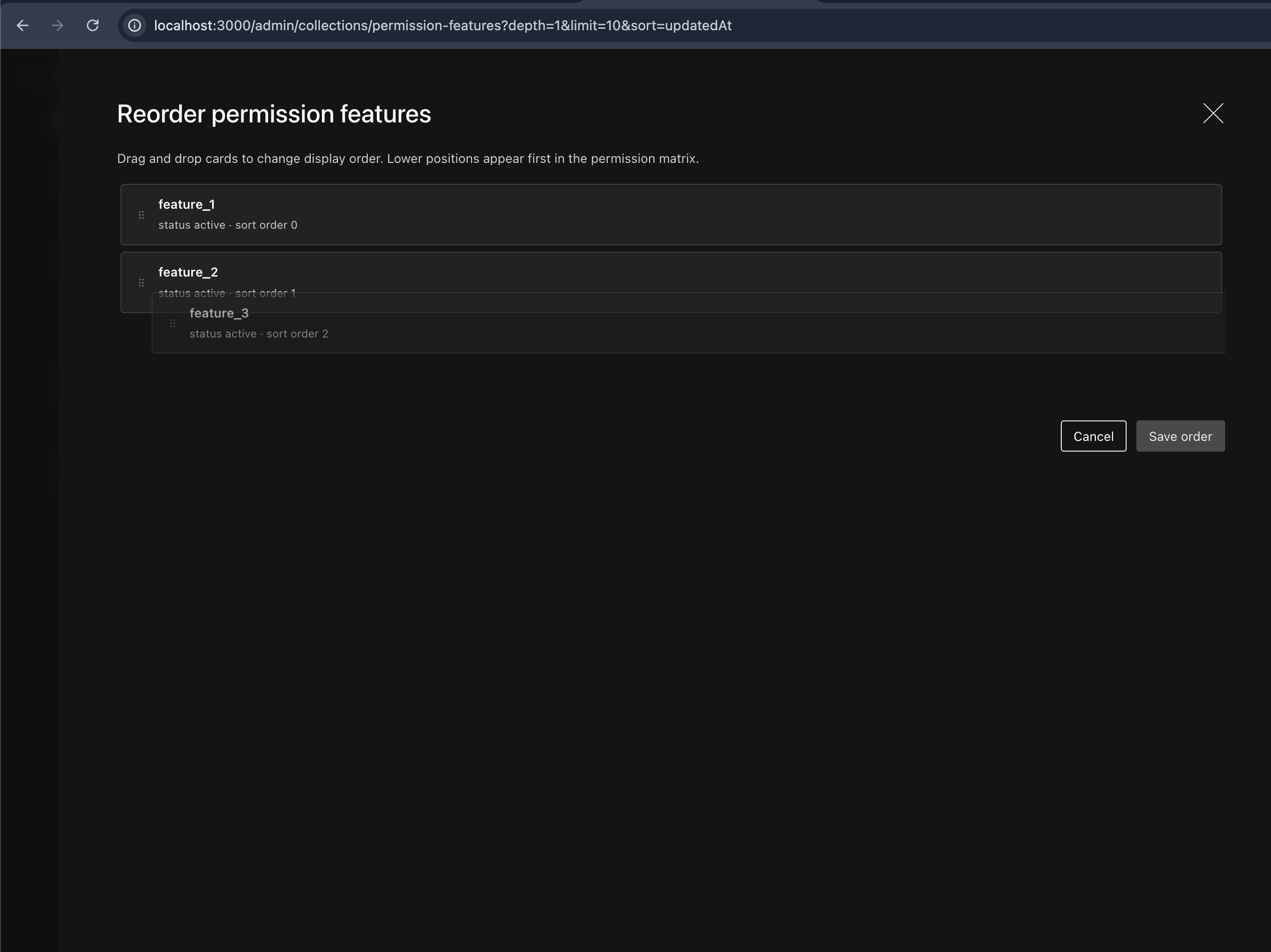 Reorder permission features