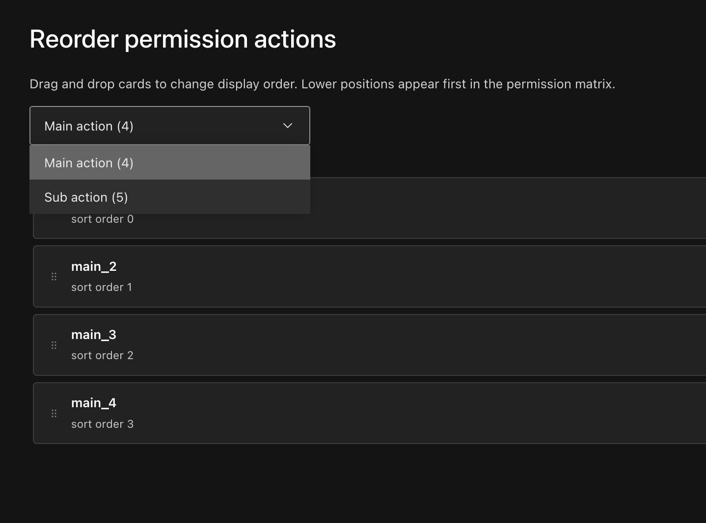 Reorder permission actions