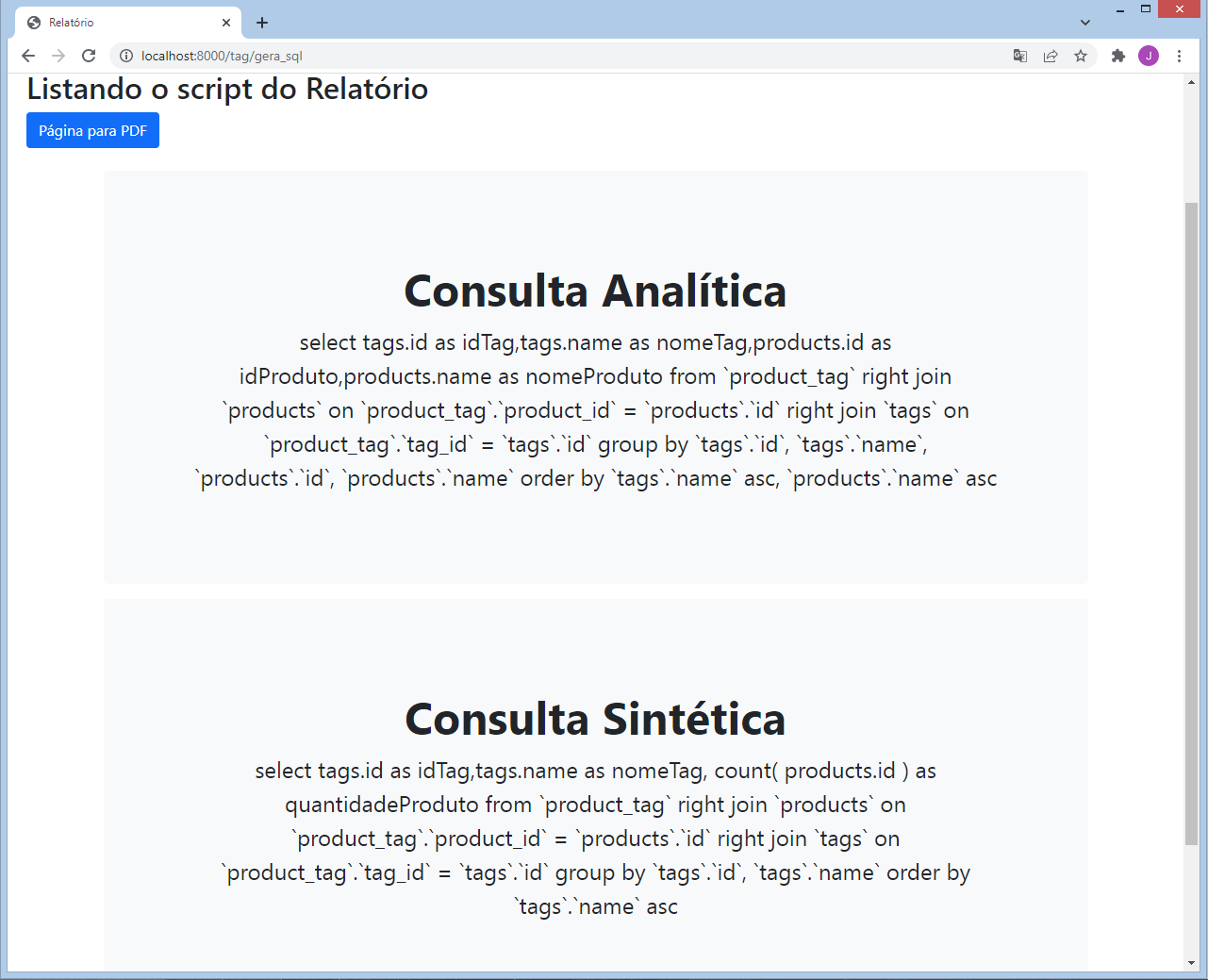 Relatório - SQL