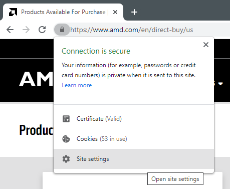 AMD.com site settings