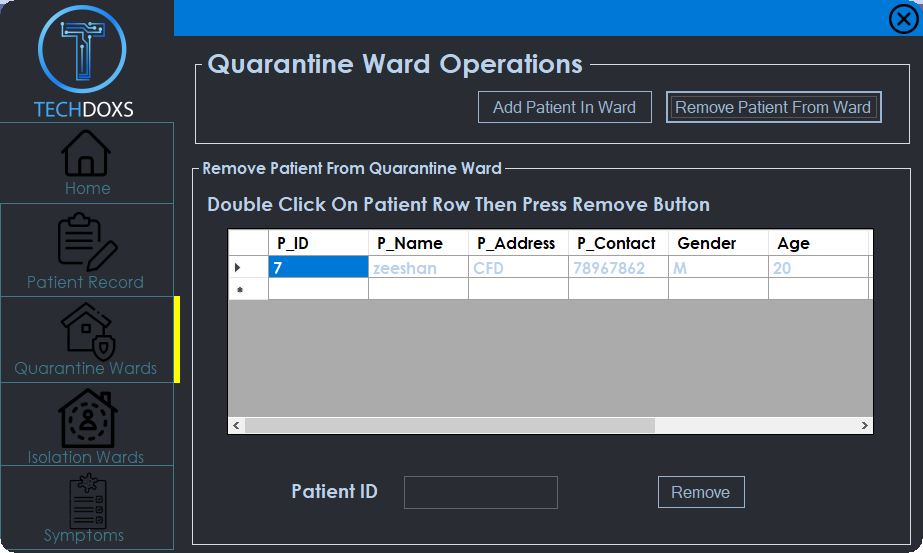 Remove Patient From Quarantine Wards