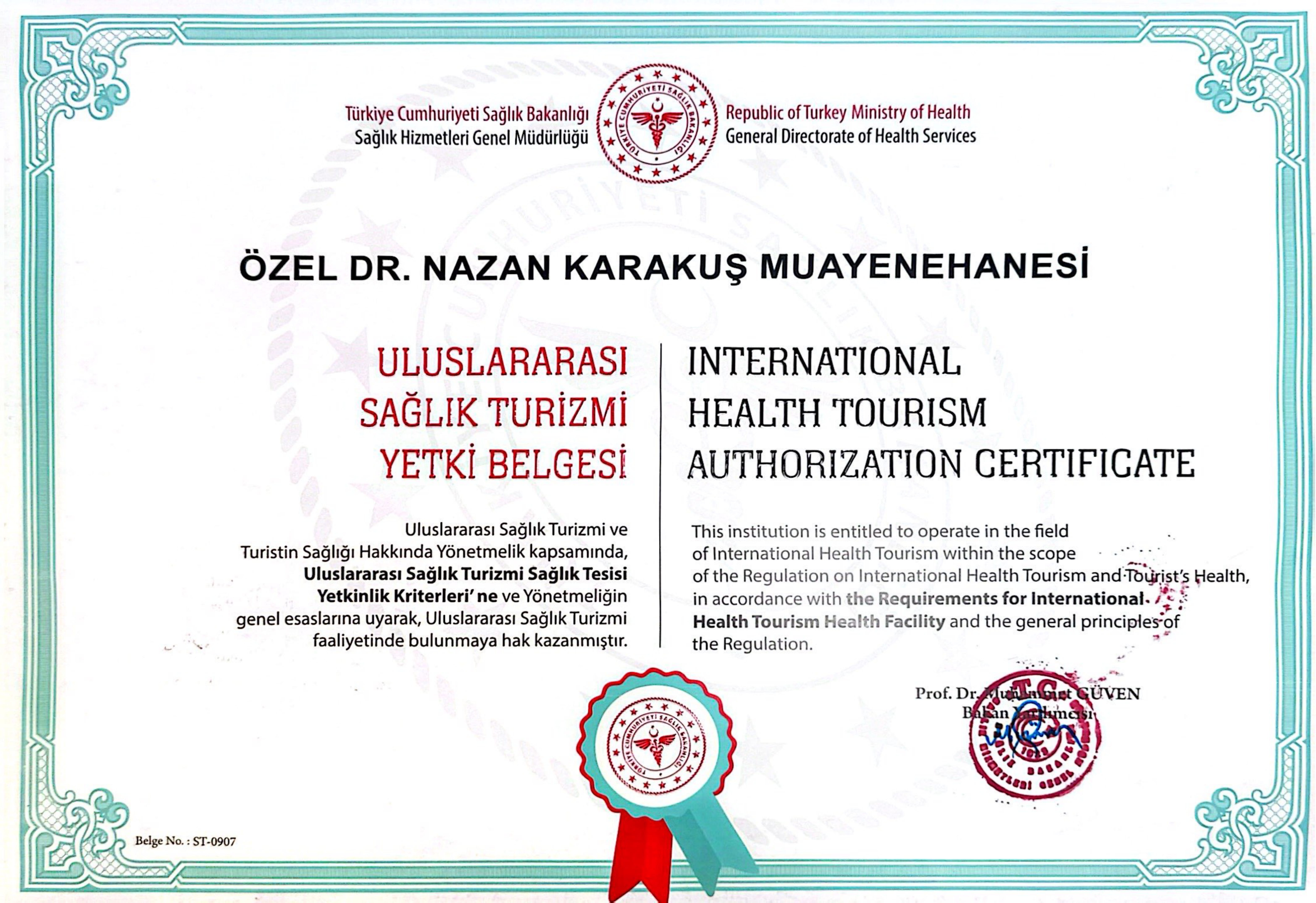 Health Tourism Authorization Certificate