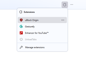 Cleaner Extension Menu