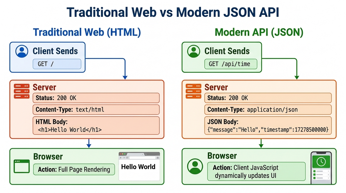 Day28 傳統 Web vs 現代 JSON API 對比圖