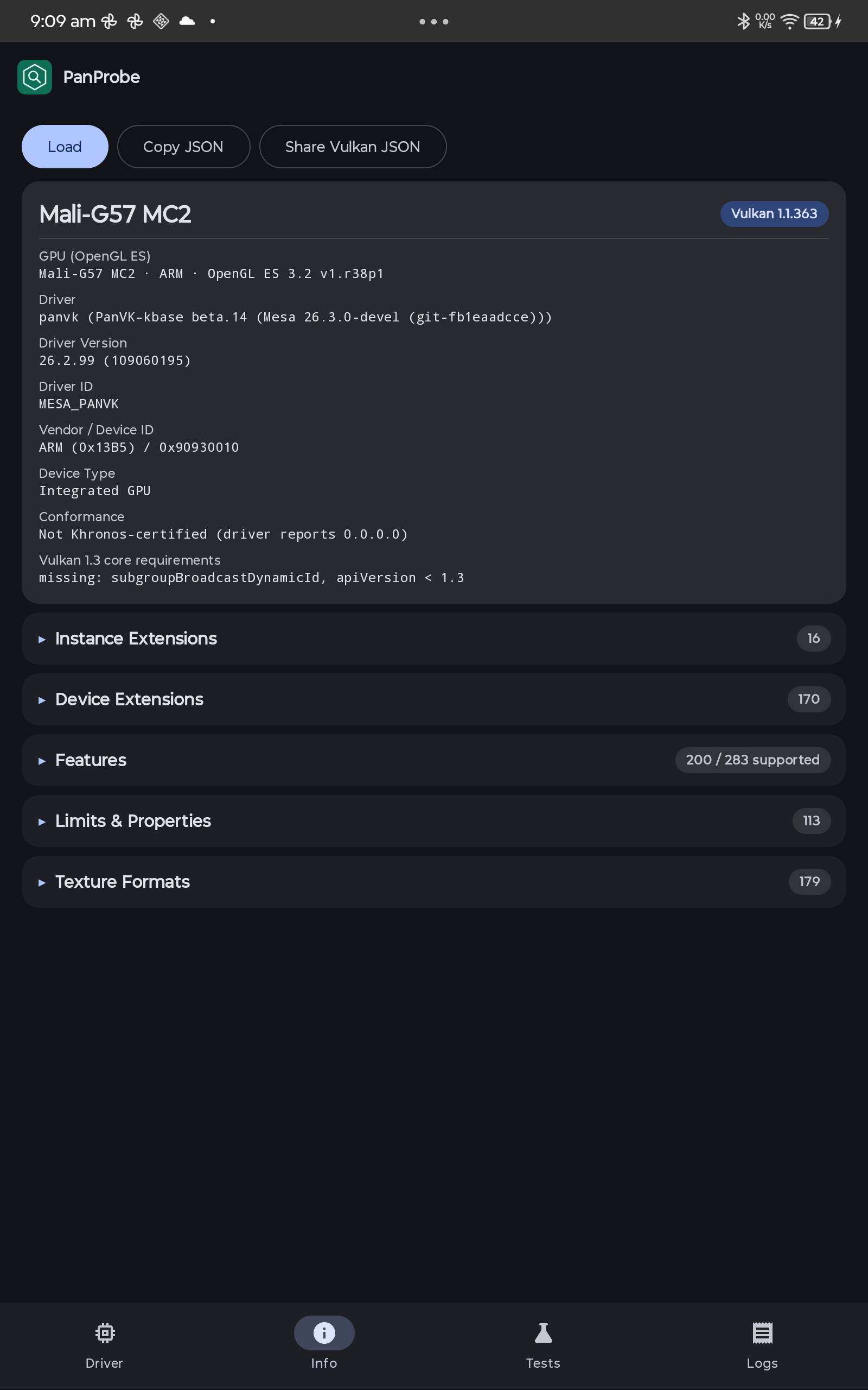 Info (Vulkan + OpenGL ES GPU)