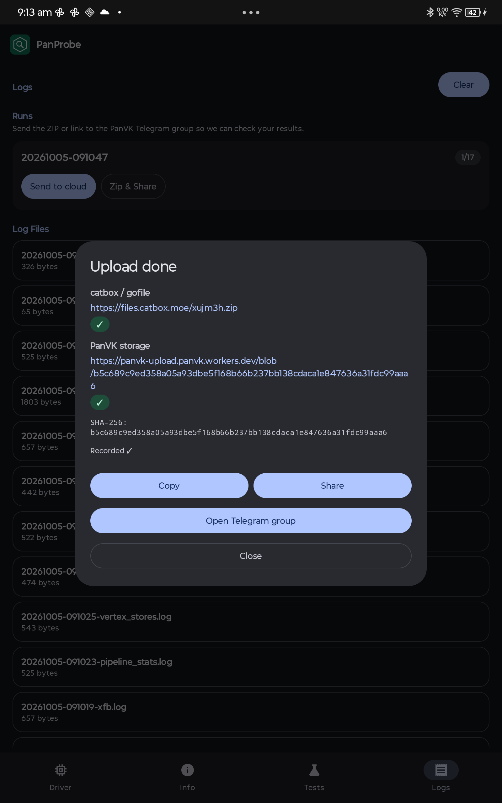 Upload done (recorded)