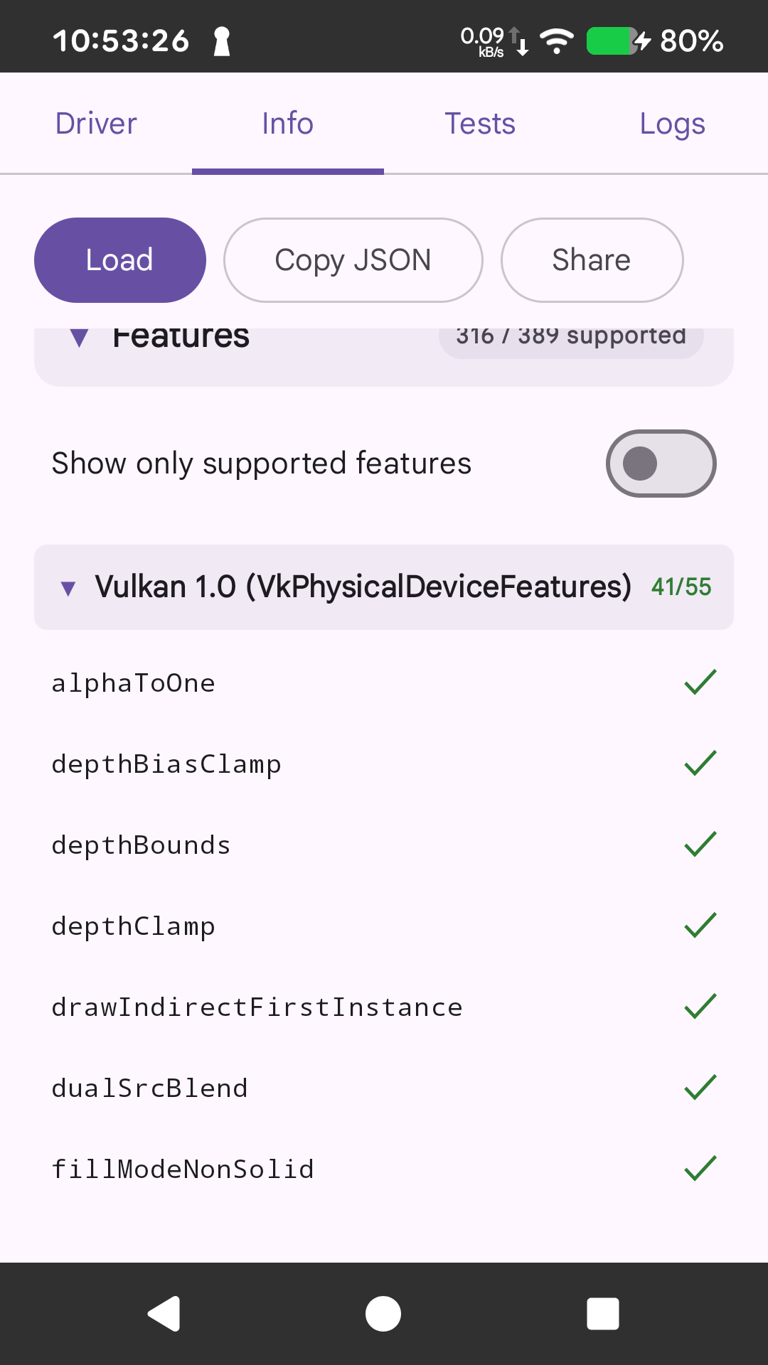Info, core features