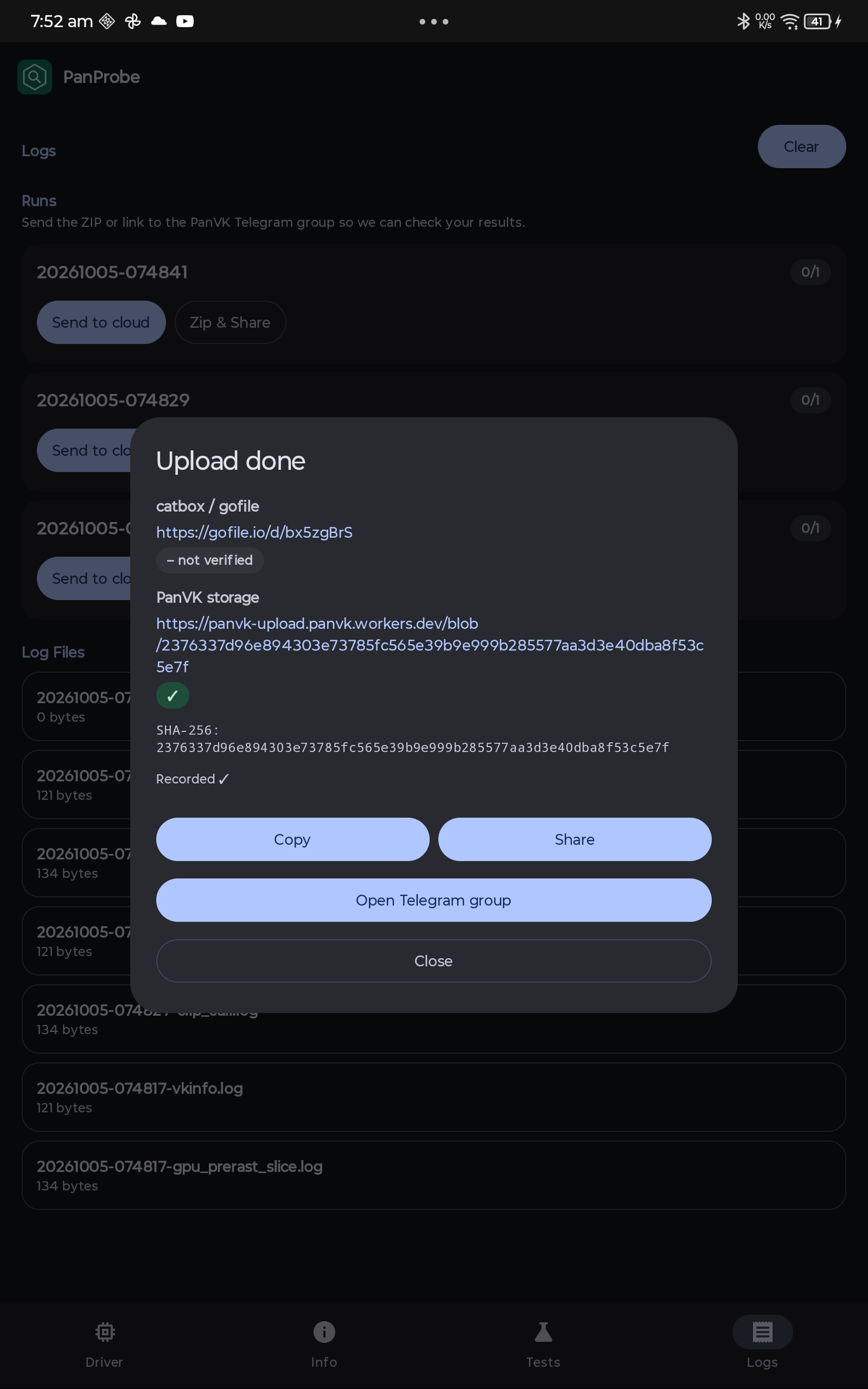 Upload done