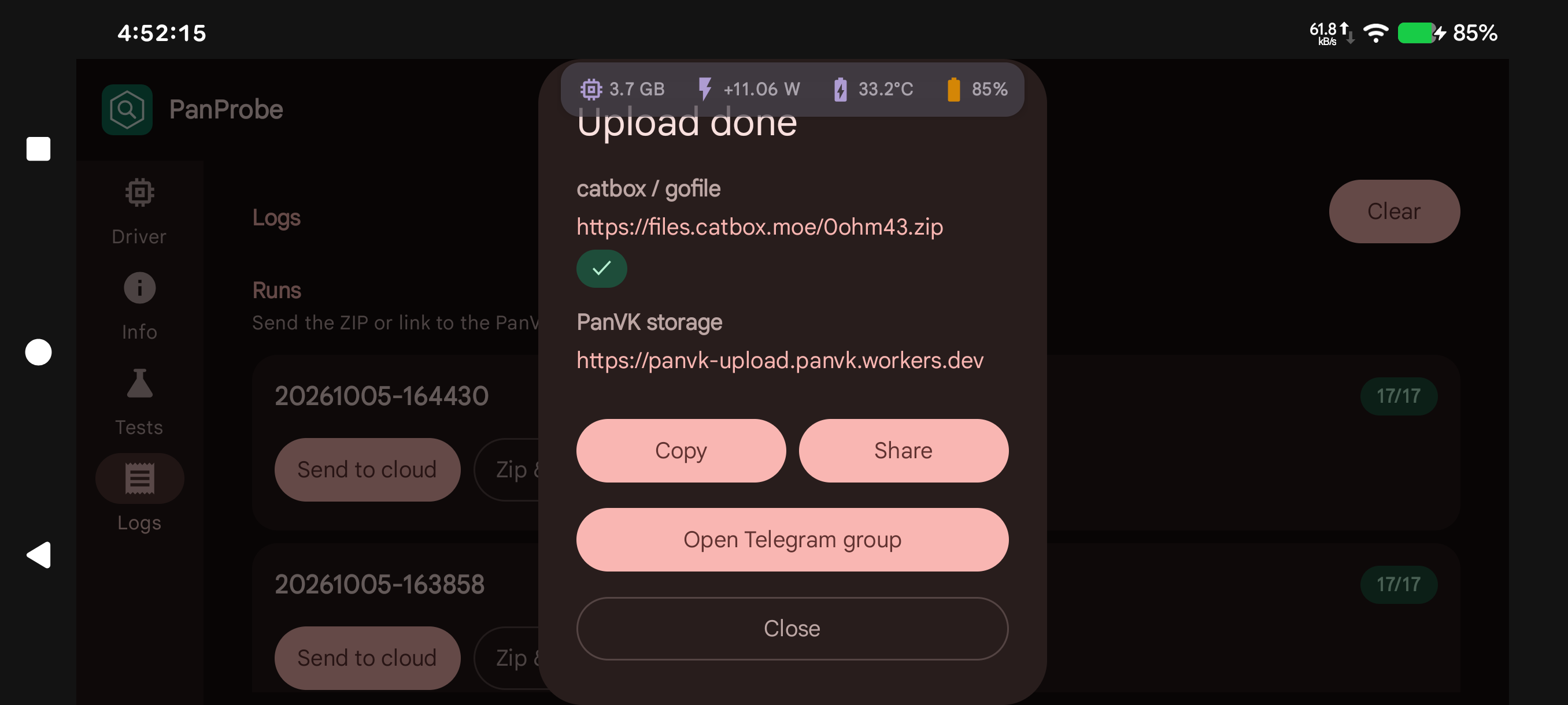 Upload done