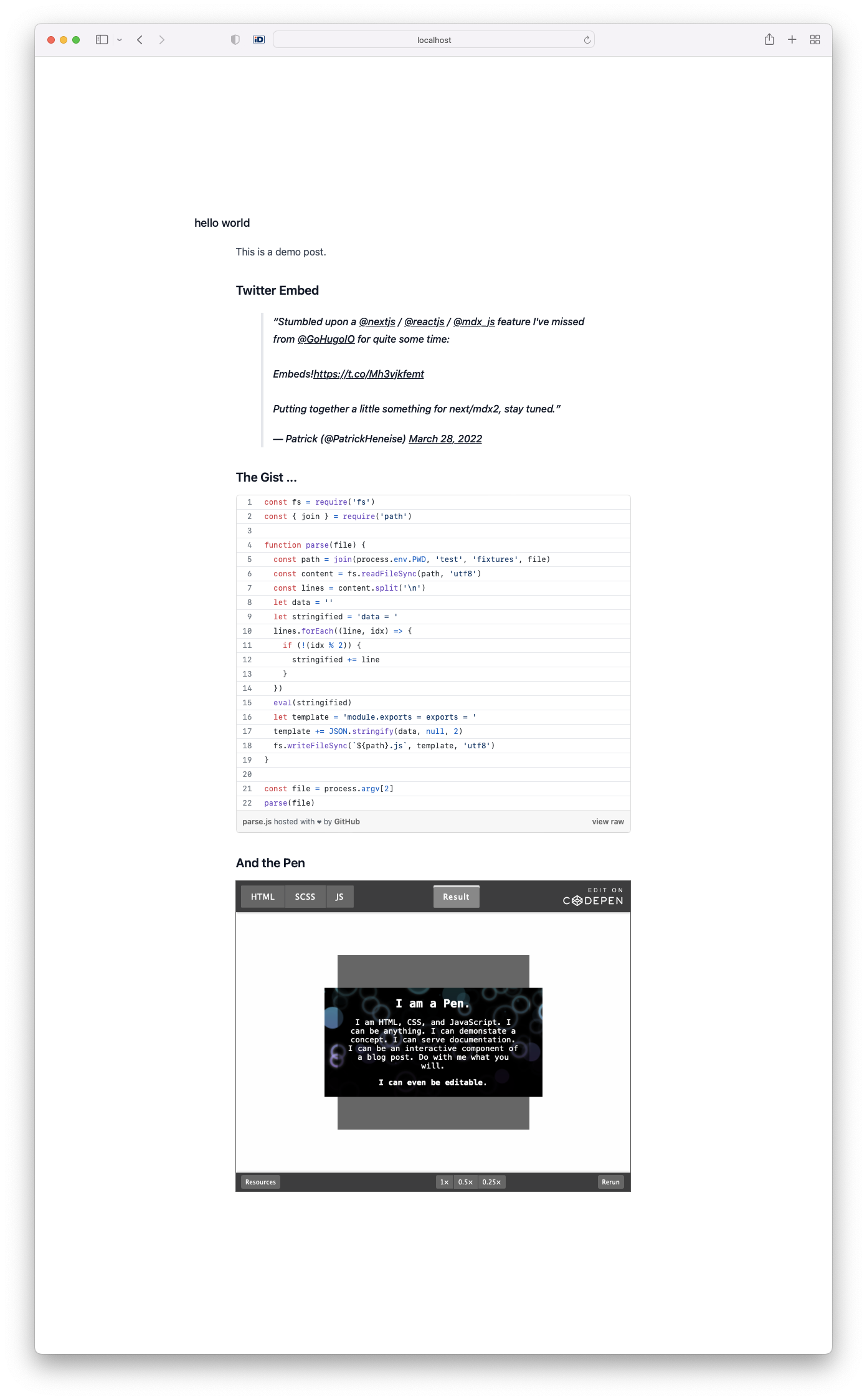 blog with mdx2 and embedded components