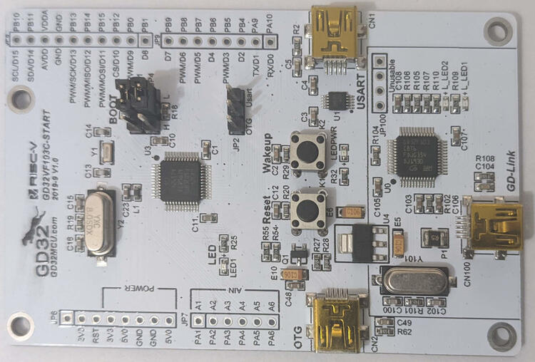 Image of the GD32VF103C-START board