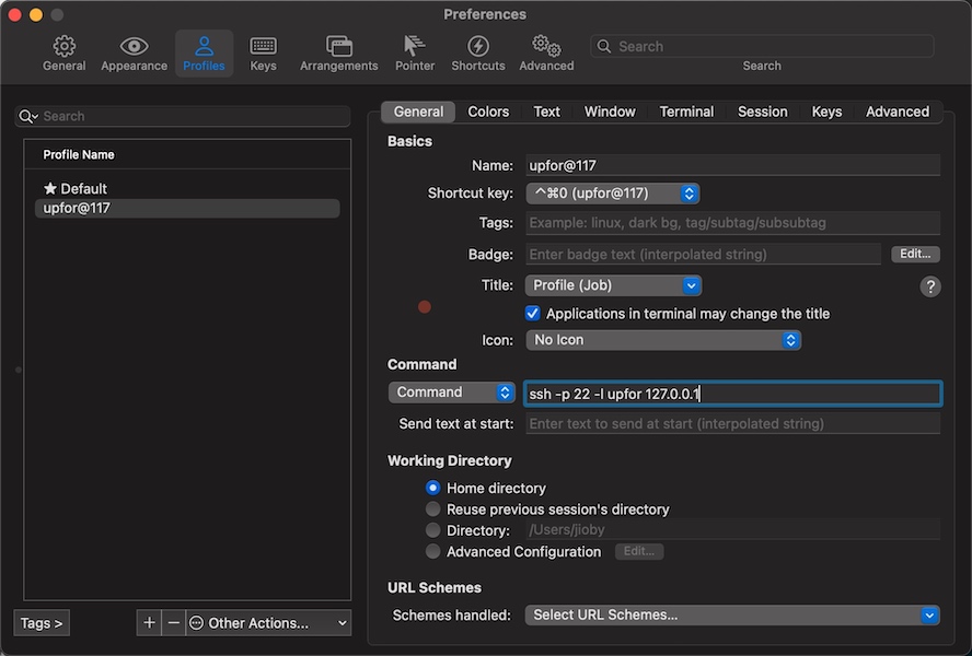 iTerm2 Profiles Command 配置