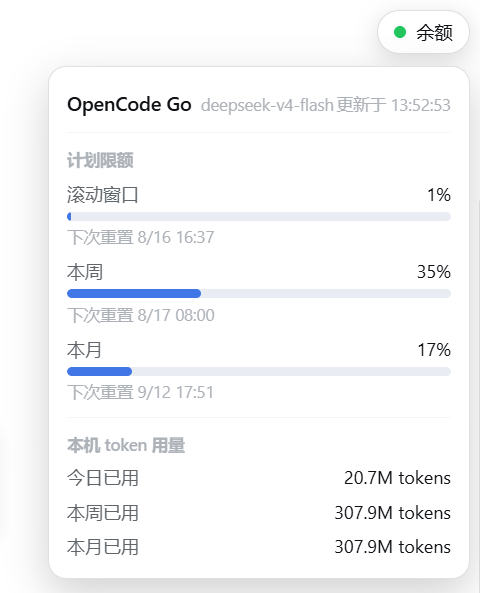 OpenCode Go 限额