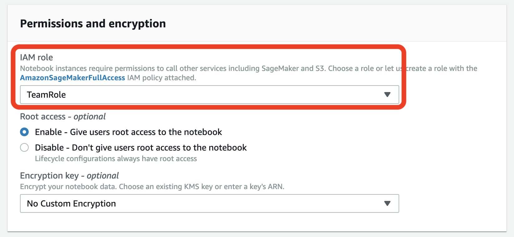 Fill notebook instance