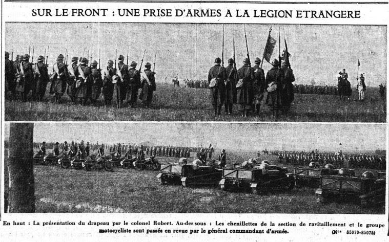 Le Figaro, 5 mai 1940, une prise d'armes à la Légion étrangère