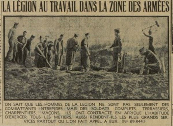 Excelsior, 31 mars 1940, La Légion au travail dans la zone des armées
