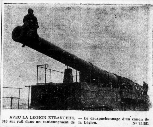 La Tribune de l'Aube, 18 avril 1940, décapuchonnage d'un canon de 340 sur rail