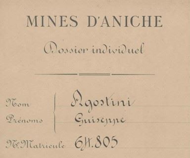 Dossier du personnel des mines d'Aniche, Guiseppe Agostini