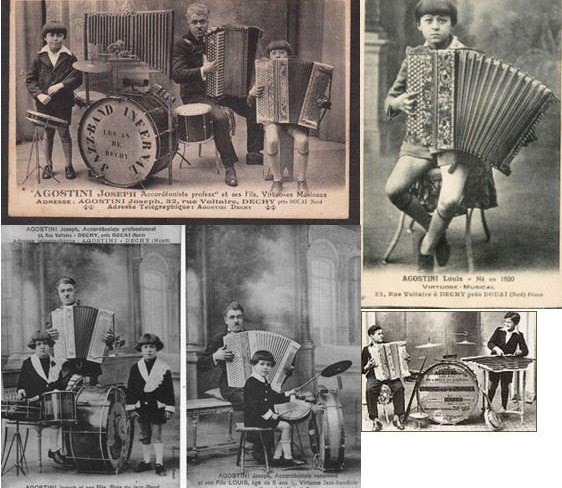 Carte postale publicitaire de l'orchestre familial Agostini