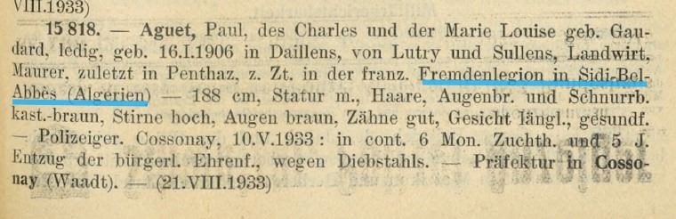 Archive de la police suisse concernant Paul Aguet