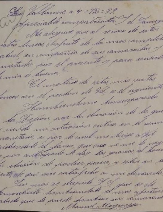 Lettre de Manuel Mogrovejo à Julio Jáuregui