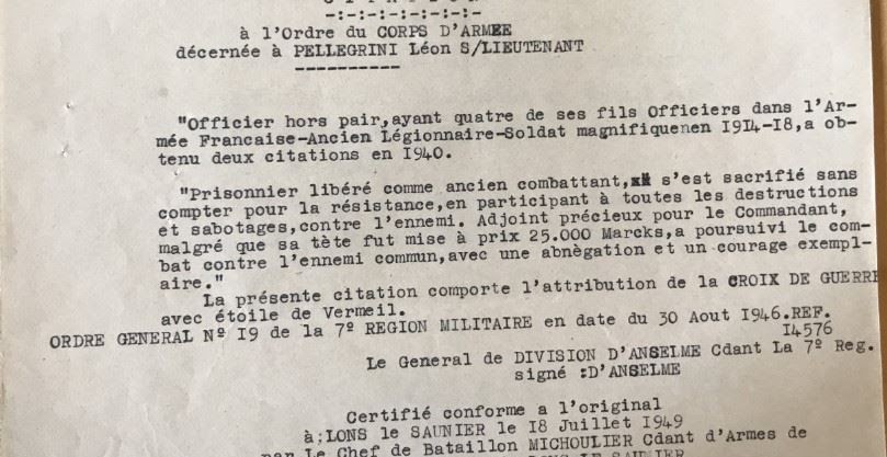 Document Léon Pellegrini FFI