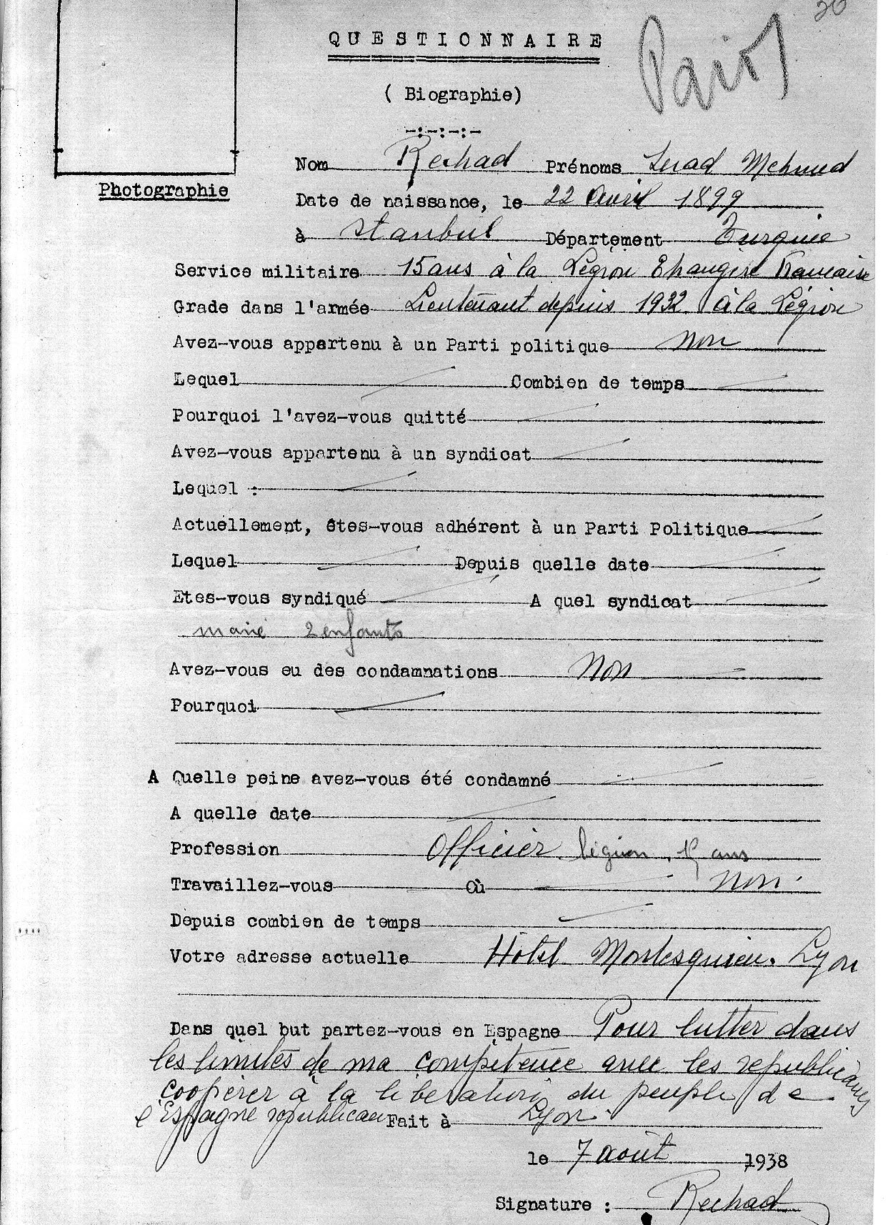 Document Mehmed Rechad