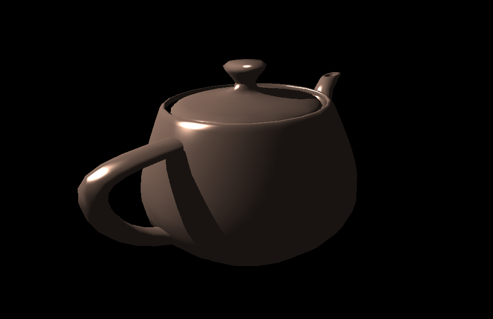 Utah teapot, rendered with shadow-mapping and phong shading at 60 fps