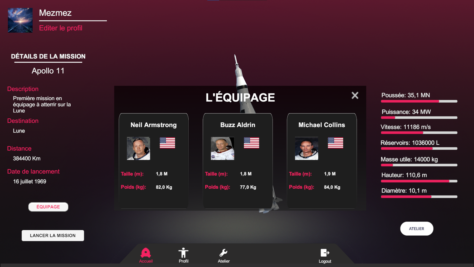 screenshot de l'interface d'accueil