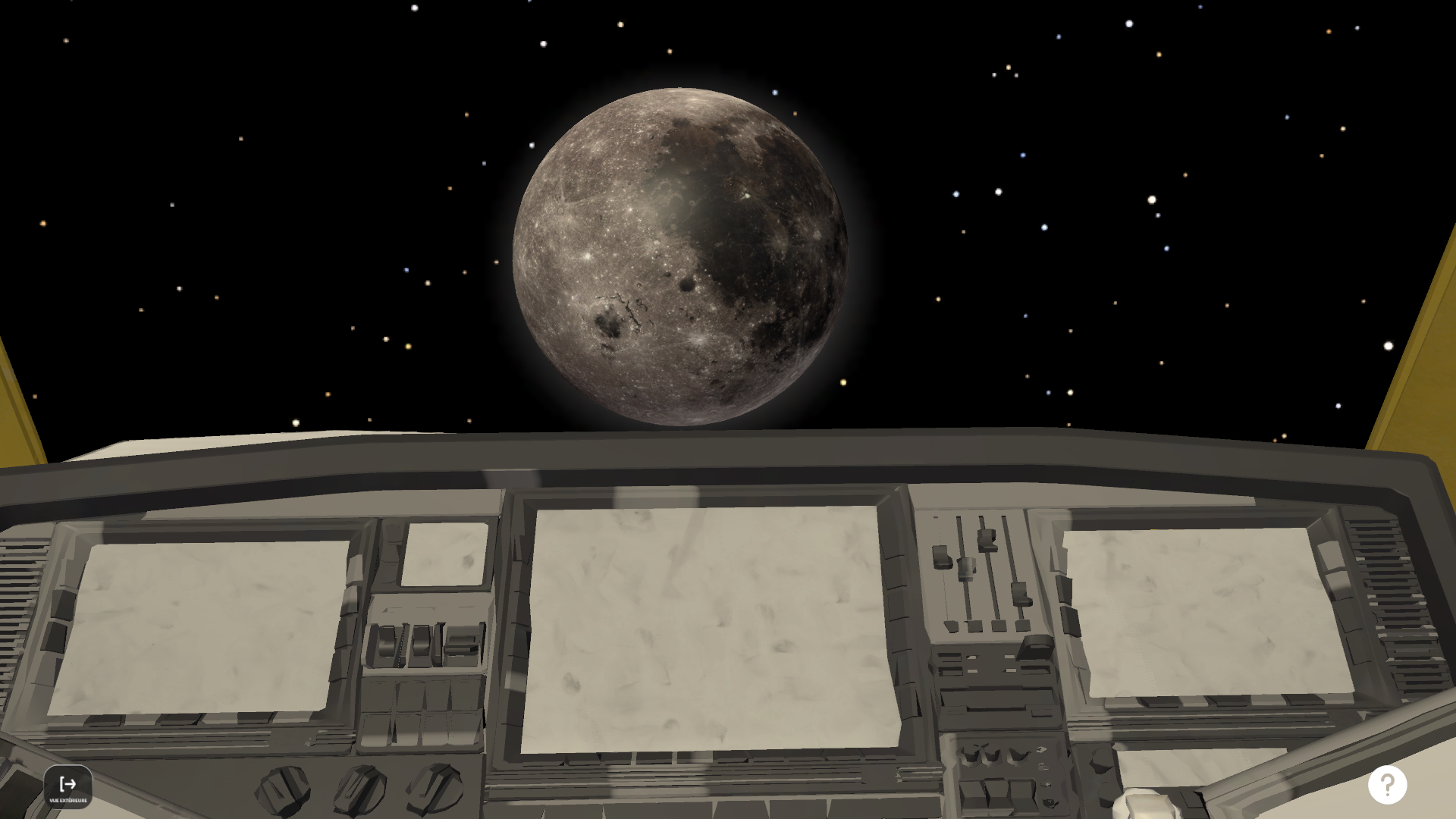 screenshot de l'interface de voyage dans l'espace