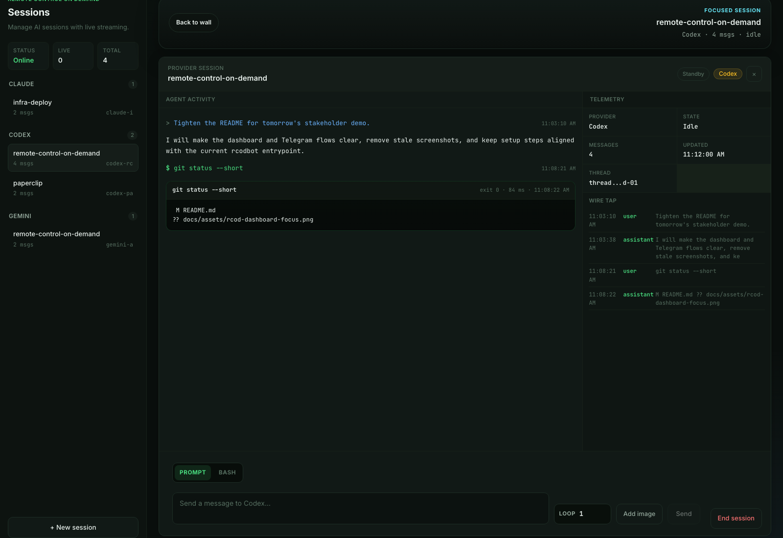 Focused RCOD dashboard session