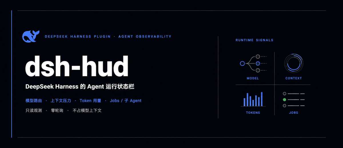 dsh-hud · DeepSeek V4 Pro 会话遥测，一眼掌握 Agent 状态