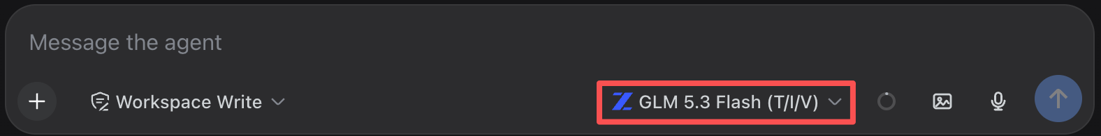 Composer toolbar with brand icon on the model button