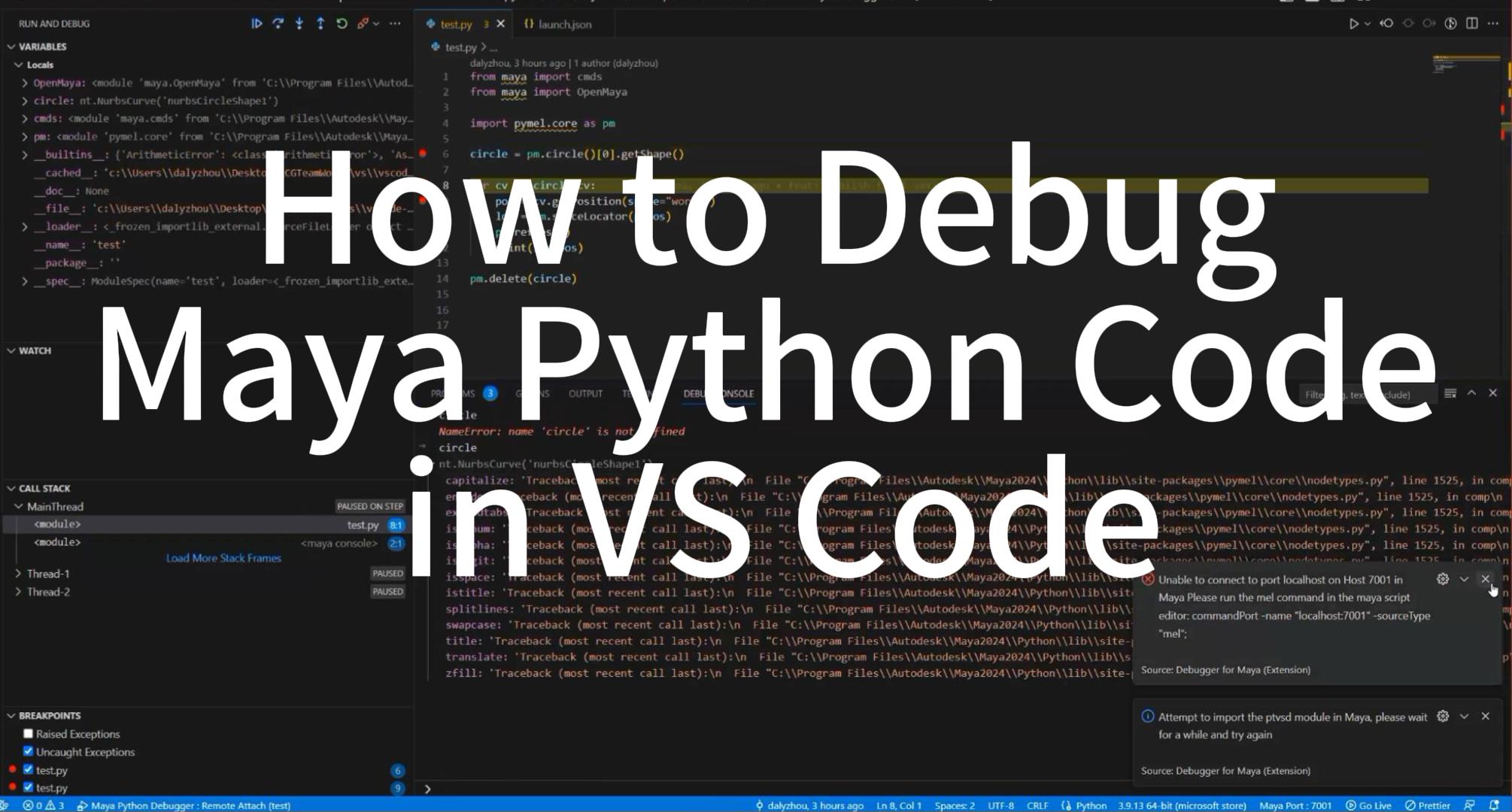 ow to Debug Maya Python in VS Code