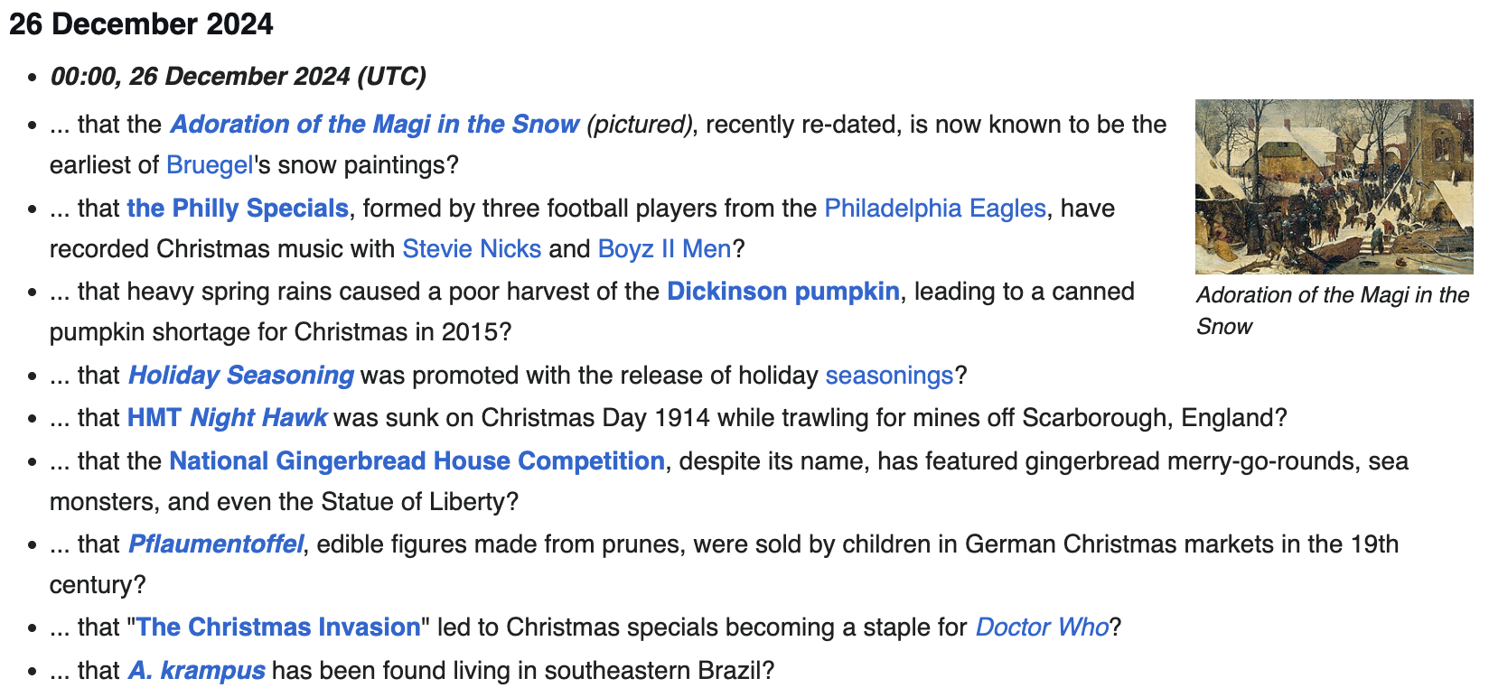 Wikipedia DYK page example