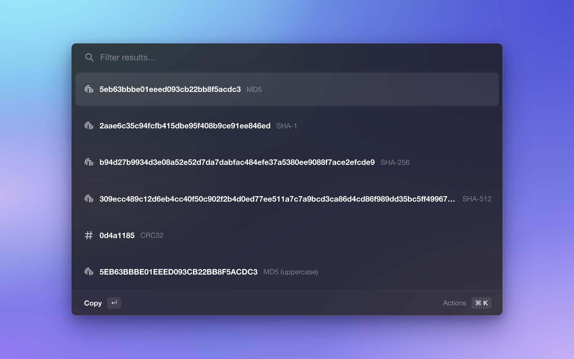 Hash (MD5/SHA)