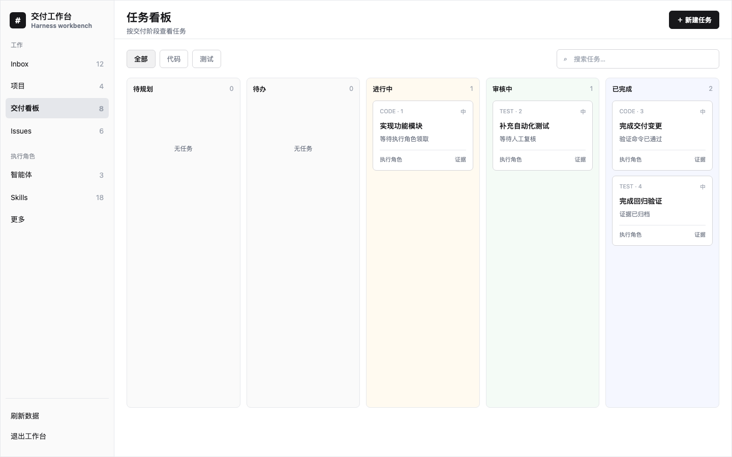 DeepSeek Harness Project Orchestrator desktop delivery task board